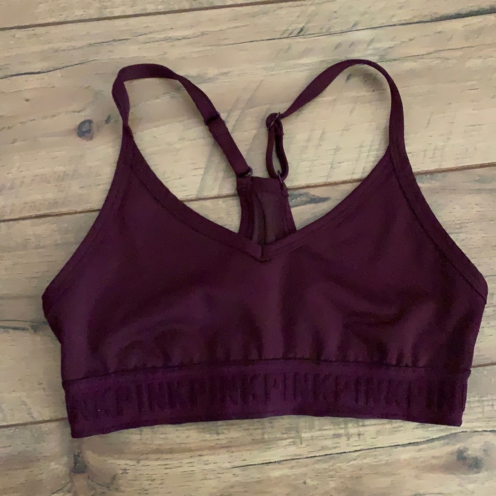 PINK burgundy sports bra